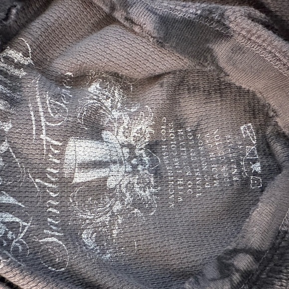 Affliction Mens vintage long sleeve T-shirt gray with black stitch skull Y2K - Picture 5 of 6